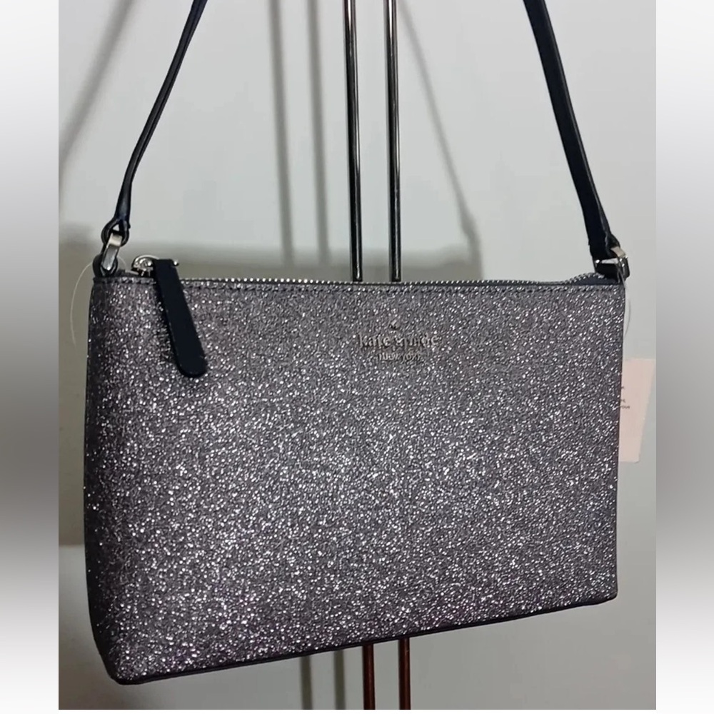 KATE SPADE JOELEY GLITTER CROSSBODY BAG navy / dusk WKRU6288 - EUC - Picture 4 of 11